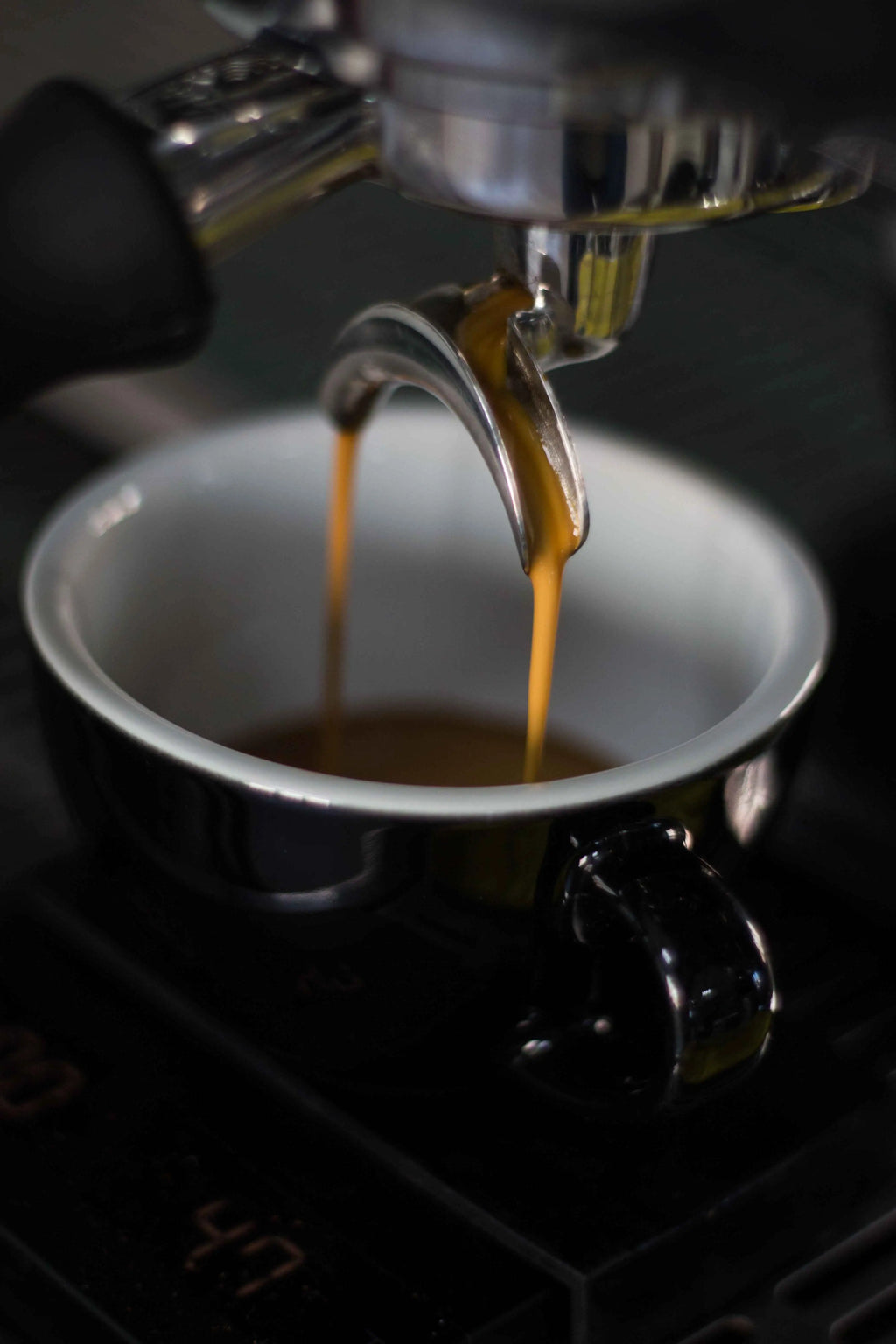 Photo de l'extraction en double expresso du décaféiné GUS.